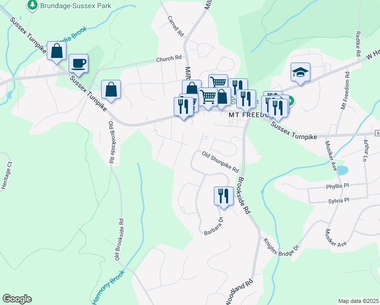 map of restaurants, bars, coffee shops, grocery stores, and more near 2 Barbara Drive in Randolph