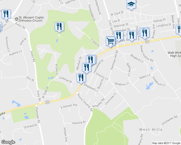 map of restaurants, bars, coffee shops, grocery stores, and more near 448 West Jericho Turnpike in Huntington