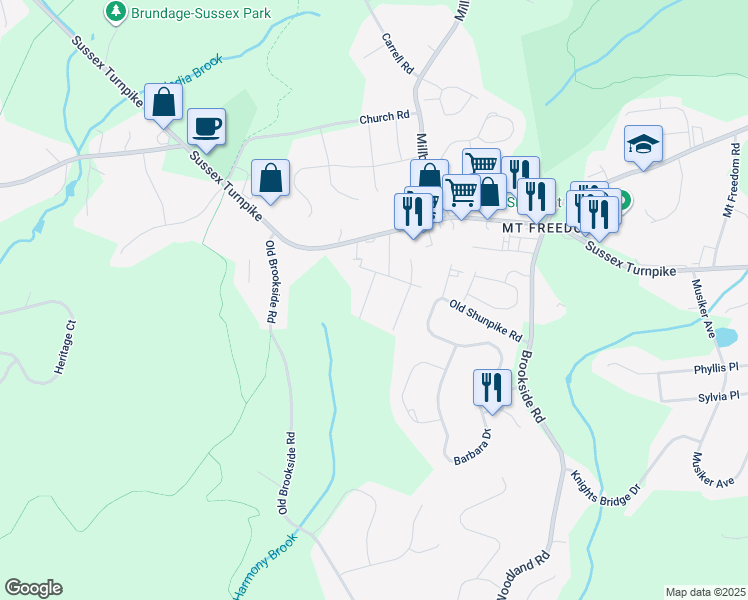 map of restaurants, bars, coffee shops, grocery stores, and more near 4 Carellen Place in Randolph