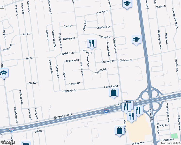 map of restaurants, bars, coffee shops, grocery stores, and more near 2 Iris Avenue in Farmingville