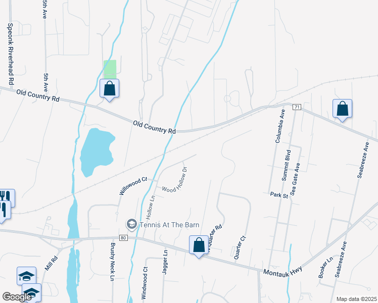 map of restaurants, bars, coffee shops, grocery stores, and more near 35 Hollow Lane in Westhampton