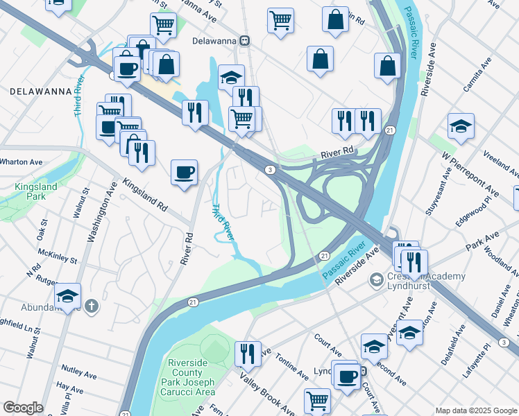 map of restaurants, bars, coffee shops, grocery stores, and more near 133 Rock Creek Drive in Clifton