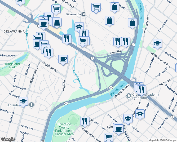 map of restaurants, bars, coffee shops, grocery stores, and more near 133 Rock Creek Drive in Clifton