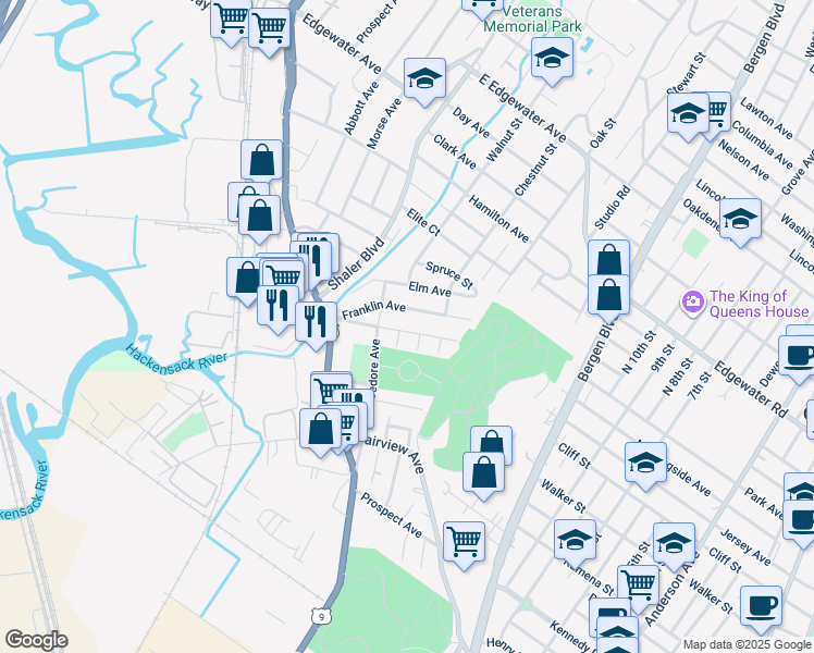 map of restaurants, bars, coffee shops, grocery stores, and more near 703 Greeley Avenue in Fairview