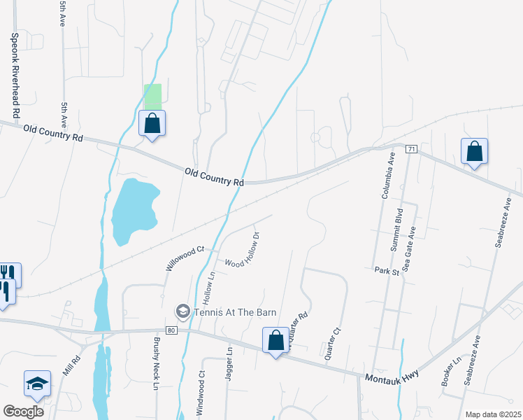 map of restaurants, bars, coffee shops, grocery stores, and more near 35 Hollow Lane in Westhampton