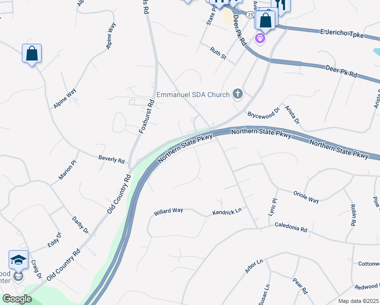 map of restaurants, bars, coffee shops, grocery stores, and more near 10 Sellger Court in Dix Hills
