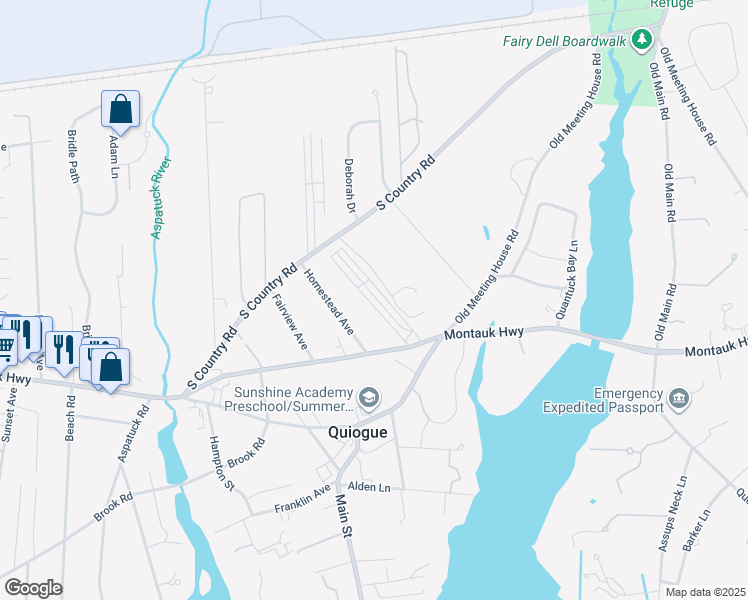 map of restaurants, bars, coffee shops, grocery stores, and more near 23 West Lane in Westhampton Beach