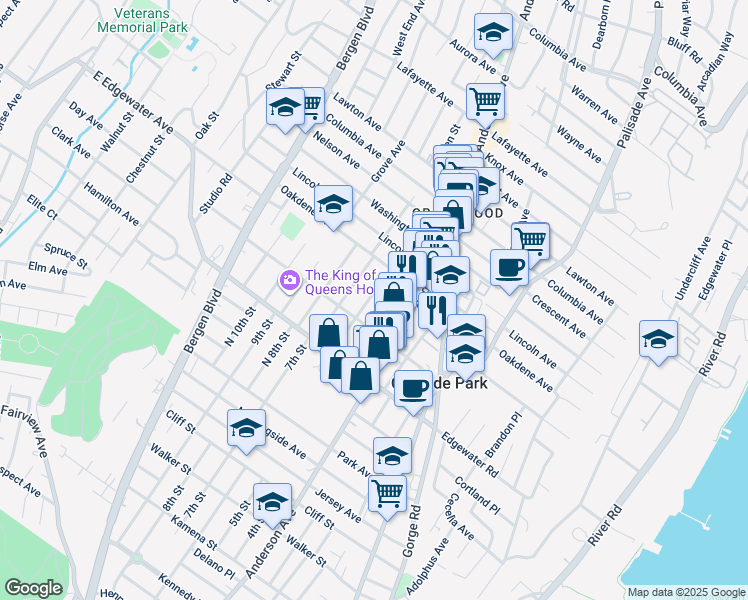 map of restaurants, bars, coffee shops, grocery stores, and more near 556 Olympia Avenue in Cliffside Park