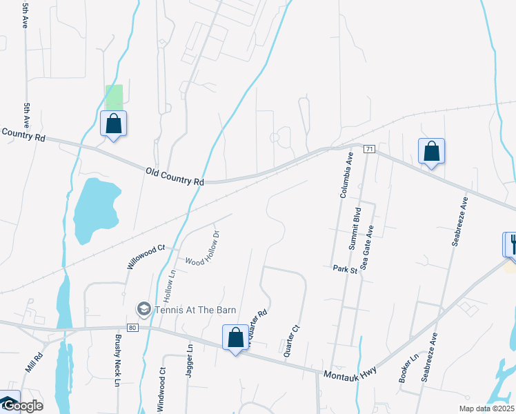 map of restaurants, bars, coffee shops, grocery stores, and more near 35 North Quarter Road in Westhampton