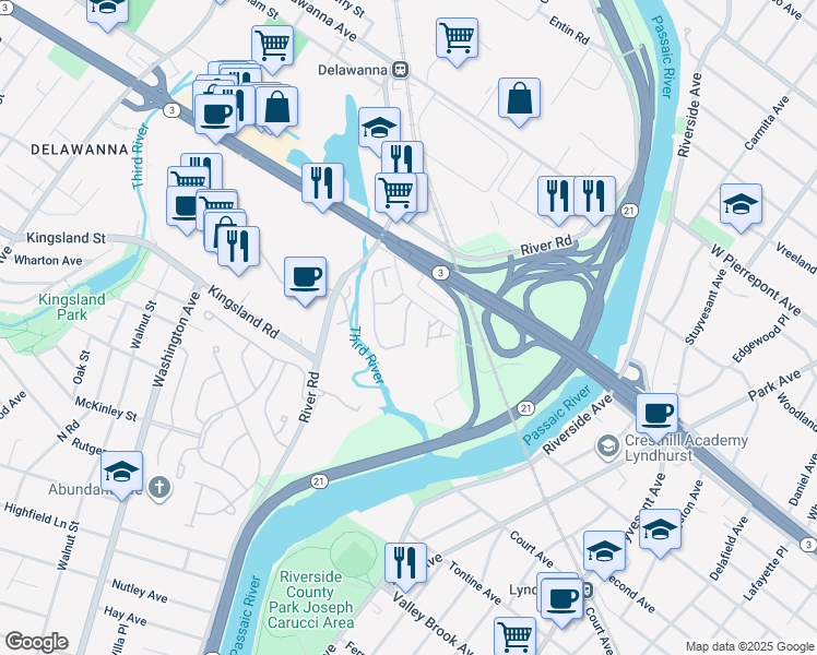 map of restaurants, bars, coffee shops, grocery stores, and more near 256 Riverwalk Way in Clifton