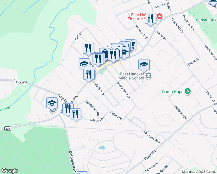 map of restaurants, bars, coffee shops, grocery stores, and more near 37 Casey Avenue in East Hanover