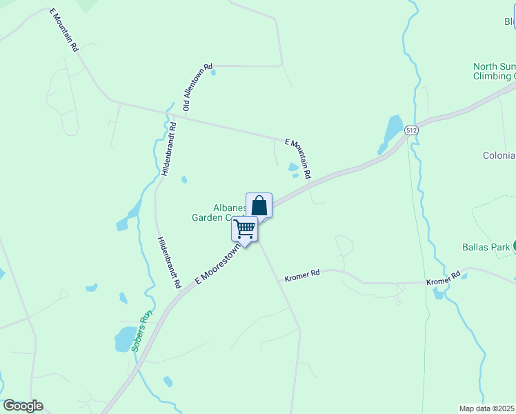 map of restaurants, bars, coffee shops, grocery stores, and more near 271 East Moorestown Road in Wind Gap