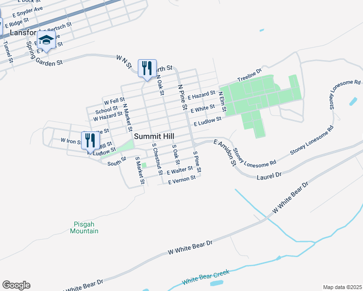map of restaurants, bars, coffee shops, grocery stores, and more near 114 East Amidon Street in Summit Hill