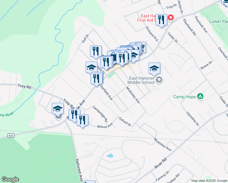 map of restaurants, bars, coffee shops, grocery stores, and more near 37 Casey Avenue in East Hanover
