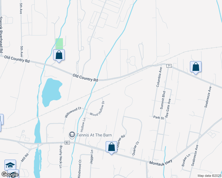 map of restaurants, bars, coffee shops, grocery stores, and more near 35 Hollow Lane in Westhampton