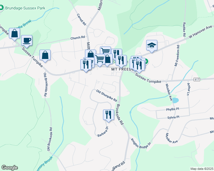 map of restaurants, bars, coffee shops, grocery stores, and more near 26 Brookside Road in Randolph