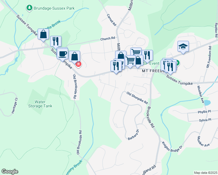 map of restaurants, bars, coffee shops, grocery stores, and more near 3 Nuko Terrace in Randolph