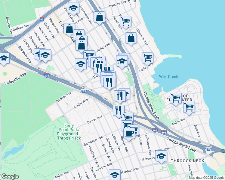 map of restaurants, bars, coffee shops, grocery stores, and more near 3853 East Tremont Avenue in Bronx