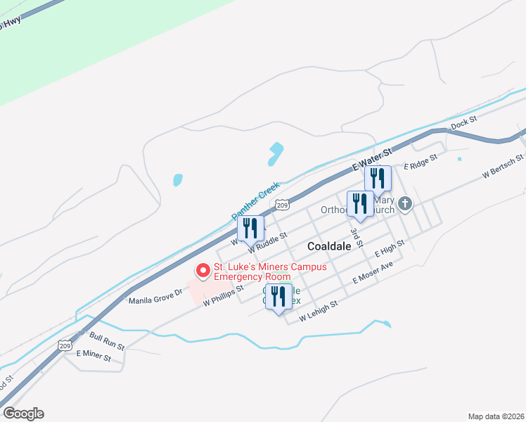map of restaurants, bars, coffee shops, grocery stores, and more near 62 5th Street in Coaldale