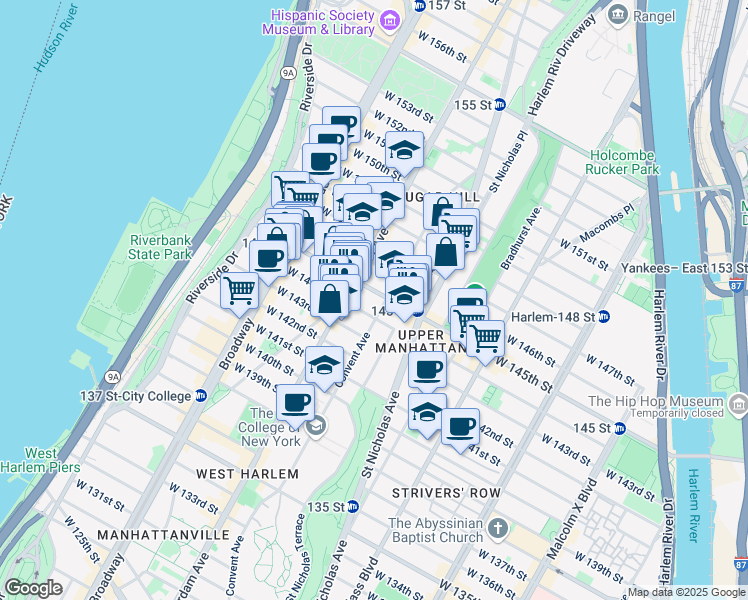 map of restaurants, bars, coffee shops, grocery stores, and more near in New York