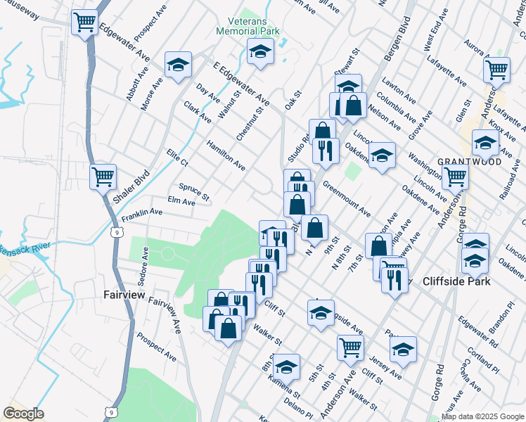 map of restaurants, bars, coffee shops, grocery stores, and more near 570 Carpenter Place in Ridgefield