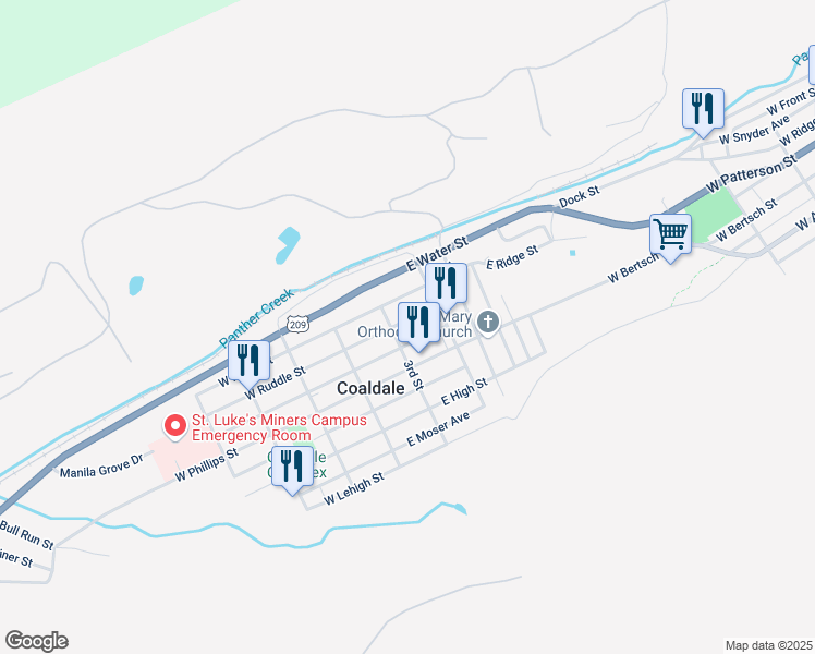 map of restaurants, bars, coffee shops, grocery stores, and more near 146 3rd Street in Coaldale