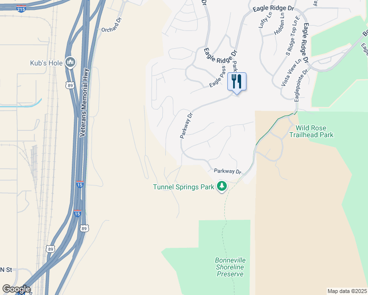 map of restaurants, bars, coffee shops, grocery stores, and more near 919 Parkway Drive in North Salt Lake