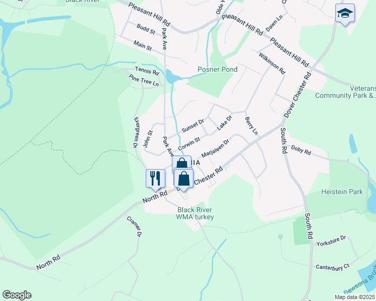 map of restaurants, bars, coffee shops, grocery stores, and more near 7 Corwin Street in Randolph