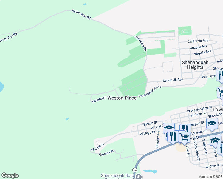 map of restaurants, bars, coffee shops, grocery stores, and more near 167 Weston Place in Shenandoah