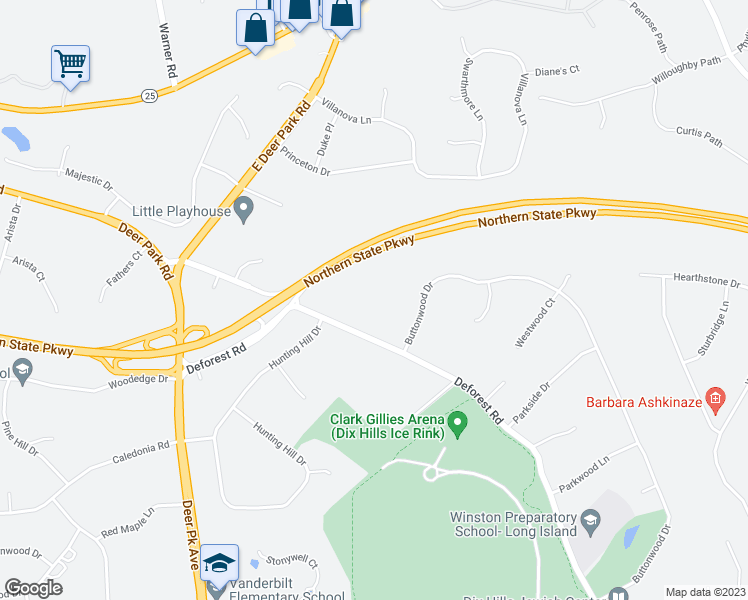 map of restaurants, bars, coffee shops, grocery stores, and more near 180 Deforest Road in Huntington Station