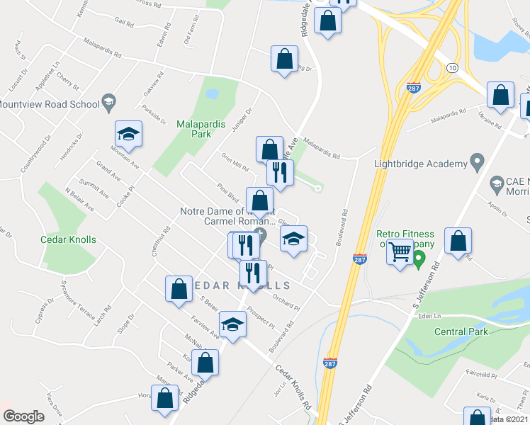 map of restaurants, bars, coffee shops, grocery stores, and more near 2202 Glen Drive in Hanover