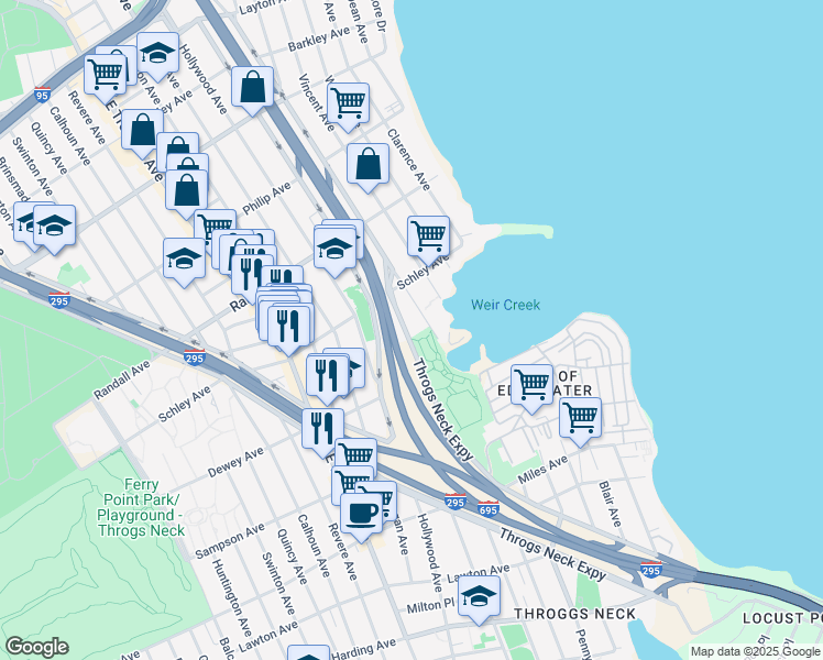 map of restaurants, bars, coffee shops, grocery stores, and more near 531 Ellsworth Avenue in Bronx