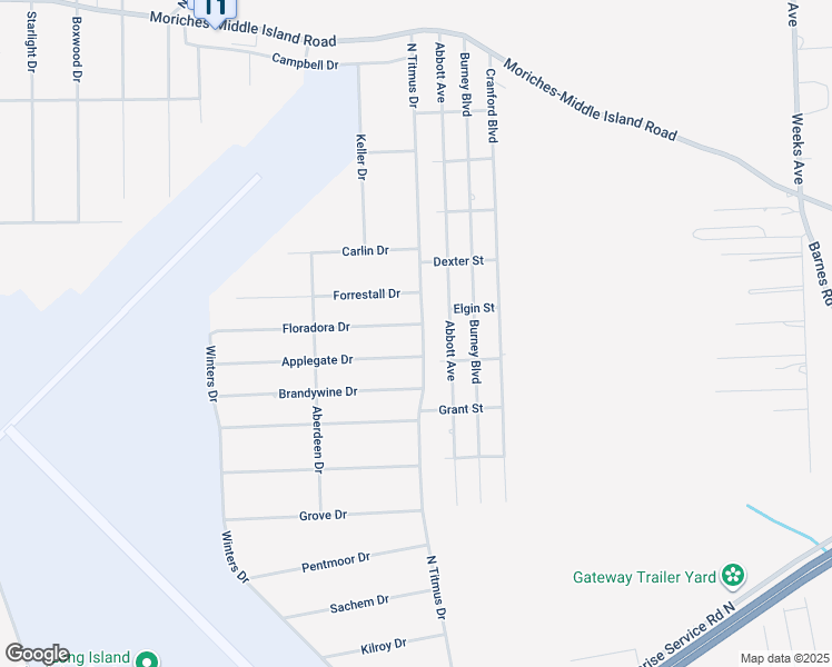 map of restaurants, bars, coffee shops, grocery stores, and more near 59 Floradora Drive in Mastic