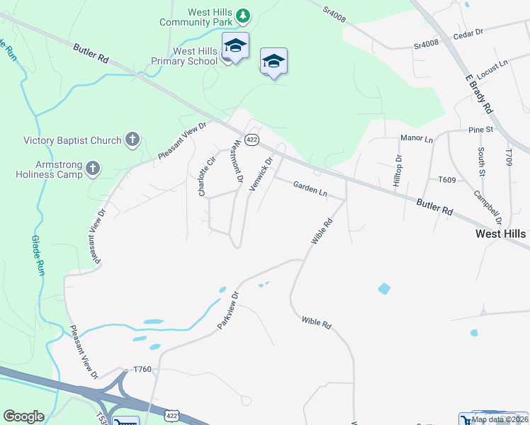 map of restaurants, bars, coffee shops, grocery stores, and more near 133 Deer Lane in Kittanning