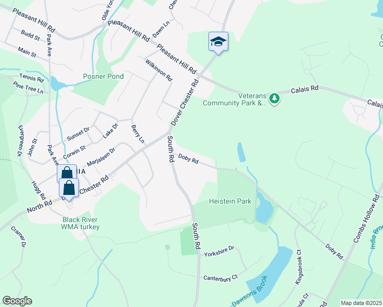 map of restaurants, bars, coffee shops, grocery stores, and more near 9 Doby Road in Mendham