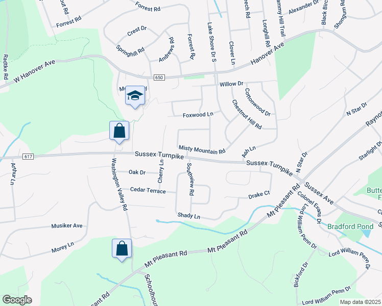 map of restaurants, bars, coffee shops, grocery stores, and more near 28 Misty Mountain Road in Randolph