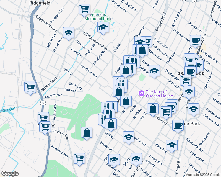 map of restaurants, bars, coffee shops, grocery stores, and more near 601A Sketch Place in Ridgefield