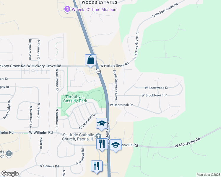 map of restaurants, bars, coffee shops, grocery stores, and more near 11217 North Oakwood Drive in Peoria
