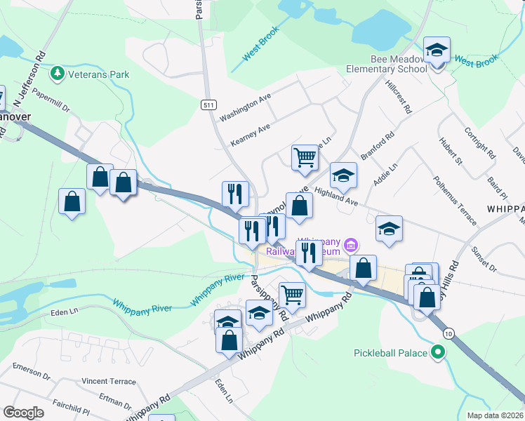 map of restaurants, bars, coffee shops, grocery stores, and more near in Hanover