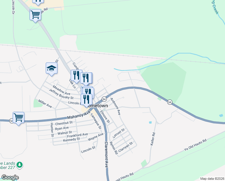 map of restaurants, bars, coffee shops, grocery stores, and more near 135 Lafayette Avenue in Tamaqua