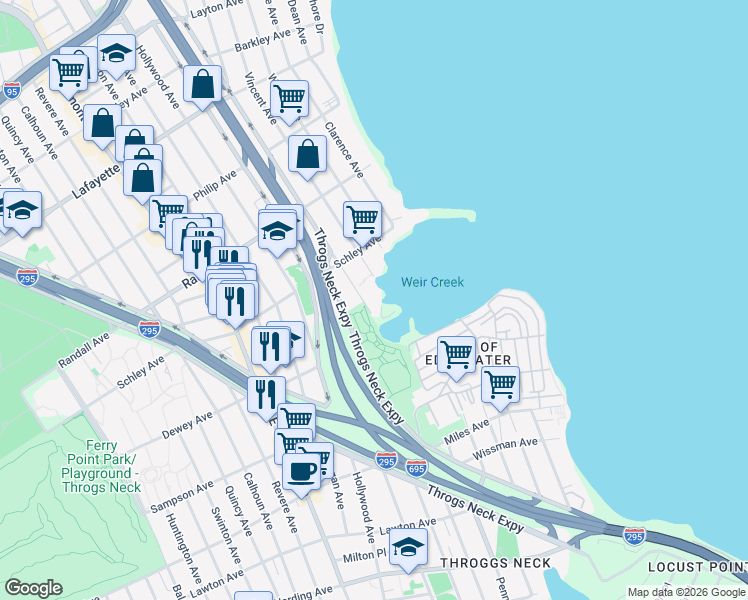 map of restaurants, bars, coffee shops, grocery stores, and more near 531 Ellsworth Avenue in Bronx