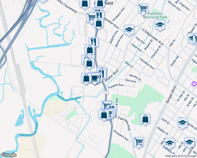 map of restaurants, bars, coffee shops, grocery stores, and more near 321 Broad Avenue in Ridgefield