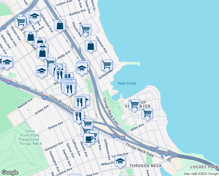 map of restaurants, bars, coffee shops, grocery stores, and more near 531 Ellsworth Avenue in Bronx