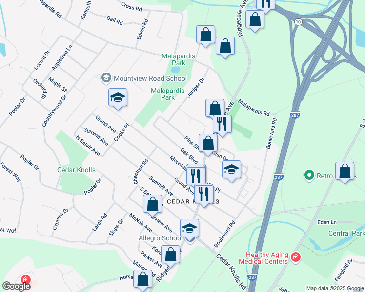 map of restaurants, bars, coffee shops, grocery stores, and more near 26 Oak Boulevard in Hanover