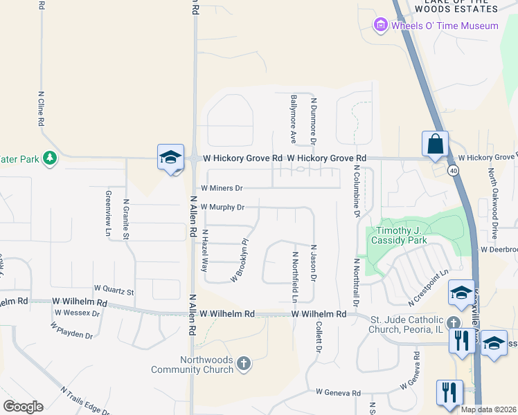 map of restaurants, bars, coffee shops, grocery stores, and more near 11299 North Brooklyn Place in Dunlap
