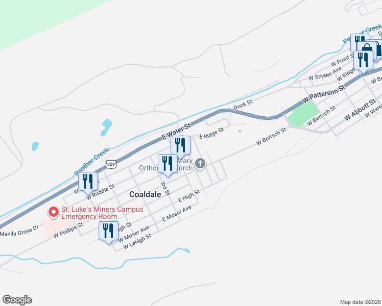 map of restaurants, bars, coffee shops, grocery stores, and more near 139 1st Street in Coaldale