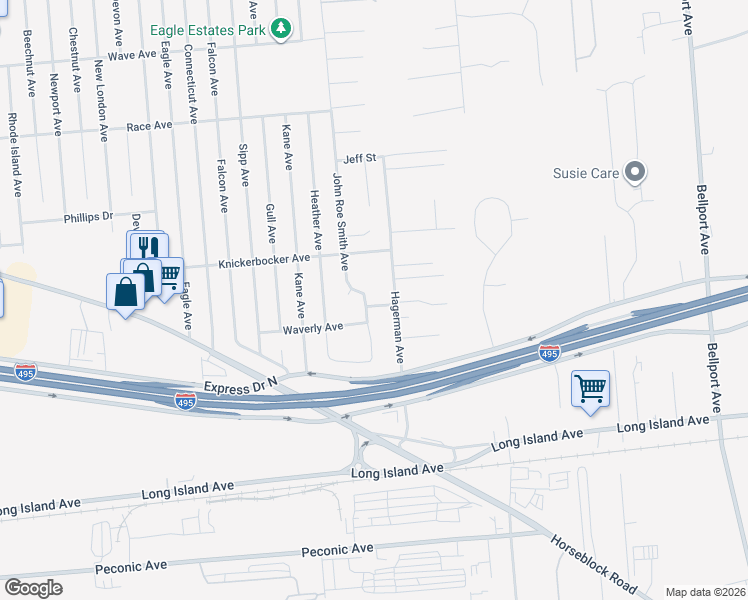 map of restaurants, bars, coffee shops, grocery stores, and more near 2801 West Gate in Medford