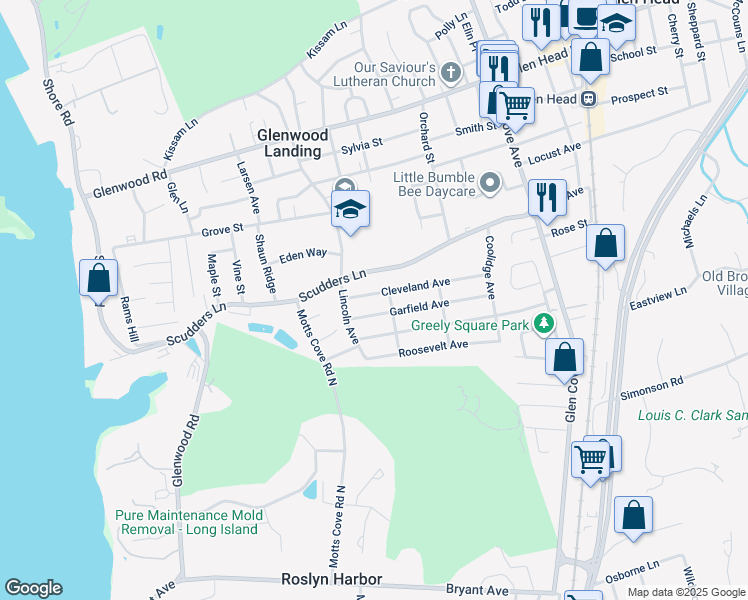 map of restaurants, bars, coffee shops, grocery stores, and more near 51 Cleveland Avenue in Glen Head