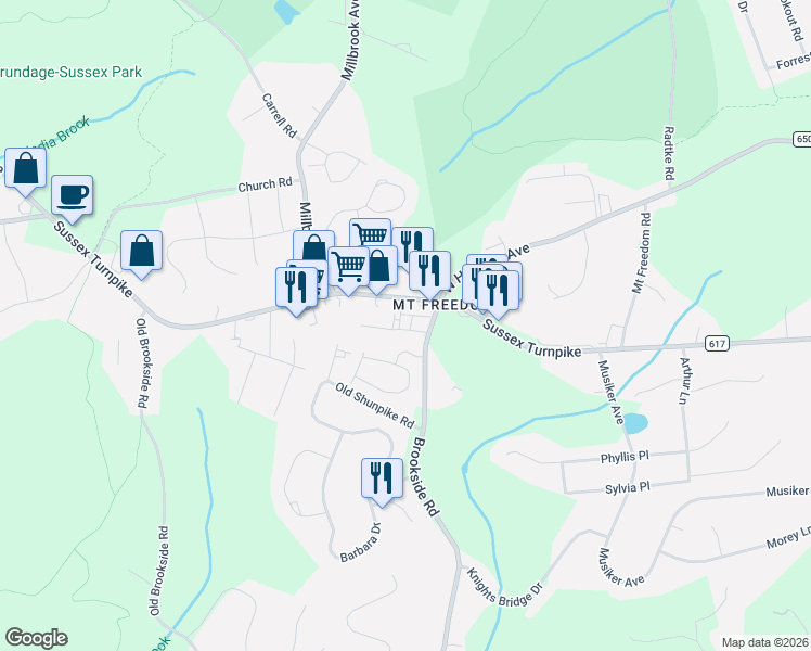 map of restaurants, bars, coffee shops, grocery stores, and more near 6 Schuman Road in Randolph