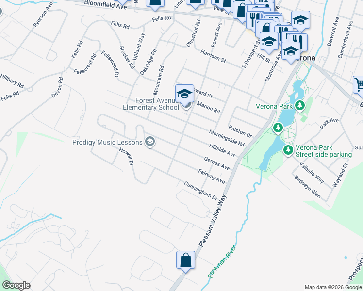 map of restaurants, bars, coffee shops, grocery stores, and more near 155 Forest Avenue in Verona